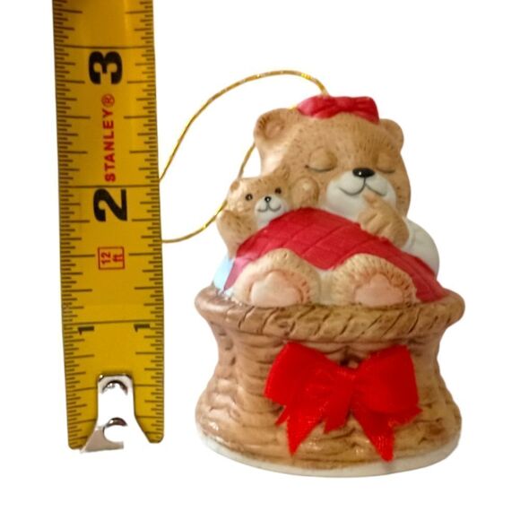 Jasco Sleeping Bear Bell Ornament Vtg Porcelain Merri Bells Miniature Christmas. - Picture 2 of 13